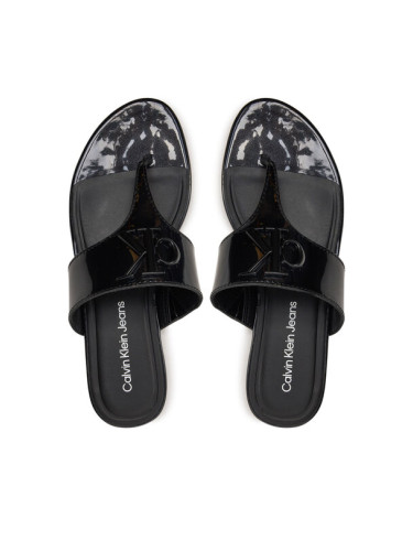 Calvin Klein Jeans Джапанки Flat Sandal Slide Toepost Mg Met YW0YW01342 Черен
