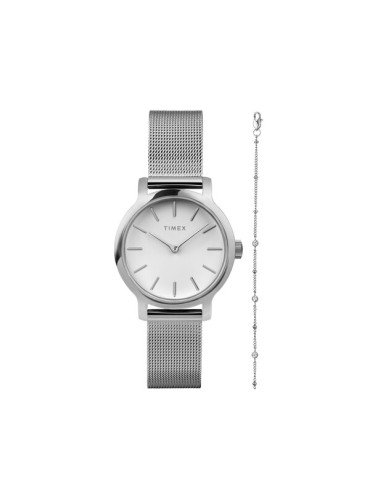 Timex Комплект часовник и гривна Trend Transcend TWG064000 Сребрист
