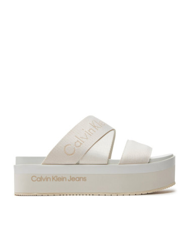 Calvin Klein Jeans Чехли Flatform Sandal Webbing In Mr YW0YW01361 Бял