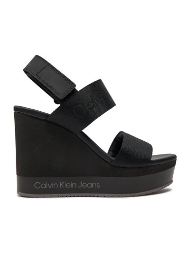 Calvin Klein Jeans Сандали Wedge Sandal Webbing In Mr YW0YW01360 Черен