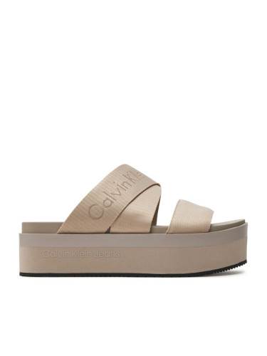 Calvin Klein Jeans Чехли Flatform Sandal Webbing In Mr YW0YW01361 Бежов