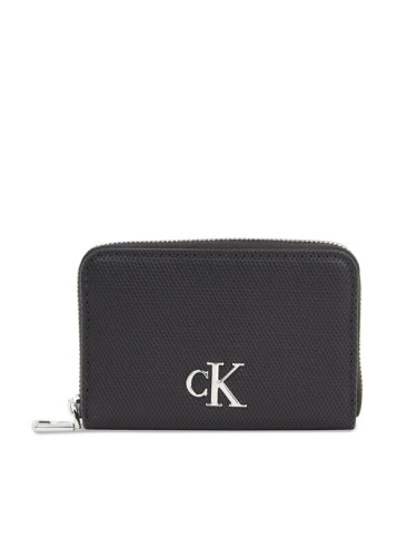 Calvin Klein Jeans Малък дамски портфейл Minimal Monogram M Zip Around T K60K611970 Черен