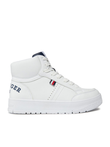 Tommy Hilfiger Сникърси Logo High Top Lace-Up Sneaker T3X9-33362-1355 S Бял