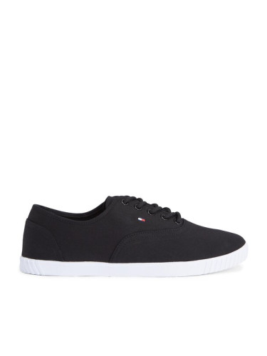 Tommy Hilfiger Гуменки Canvas Lace Up Sneaker FW0FW07805 Черен