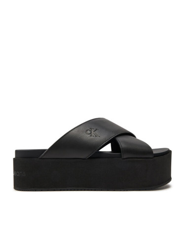 Calvin Klein Jeans Чехли Flatform Cross Mg Uc YW0YW01349 Черен