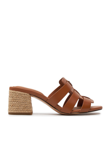 Tommy Hilfiger Чехли Block Mid Heel Leather Sandal FW0FW08049 Кафяв