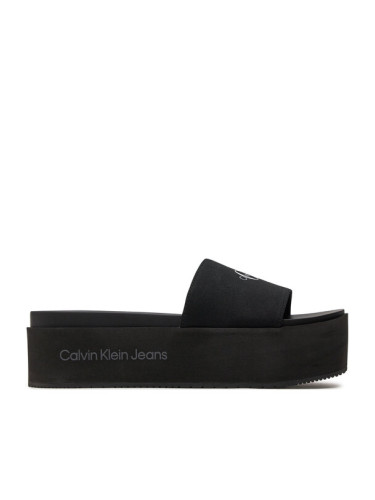 Calvin Klein Jeans Чехли Flatform Sandal Met YW0YW01036 Черен