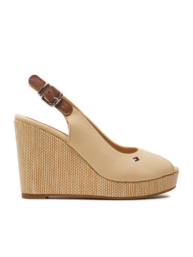 Tommy Hilfiger Сандали Iconic Elena Sling Back Wedge FW0FW04789 Бежов