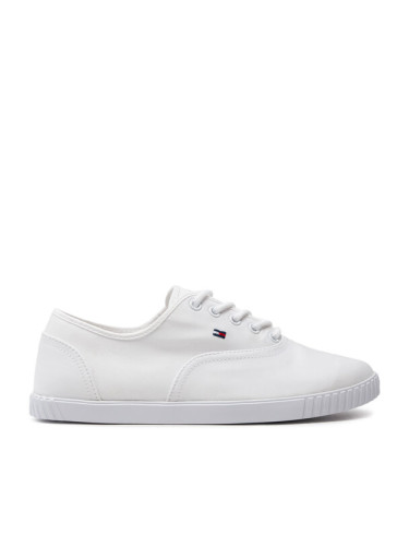 Tommy Hilfiger Гуменки Canvas Lace Up Sneaker FW0FW07805 Бял