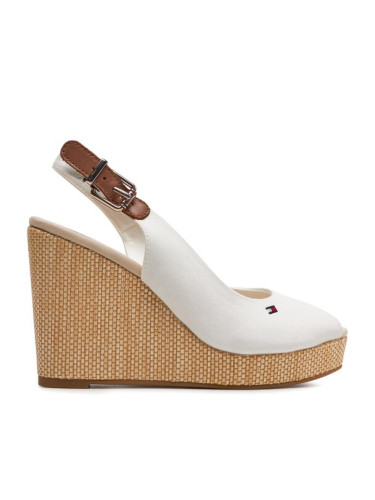 Tommy Hilfiger Сандали Iconic Elena Sling Back Wedge FW0FW04789 Екрю