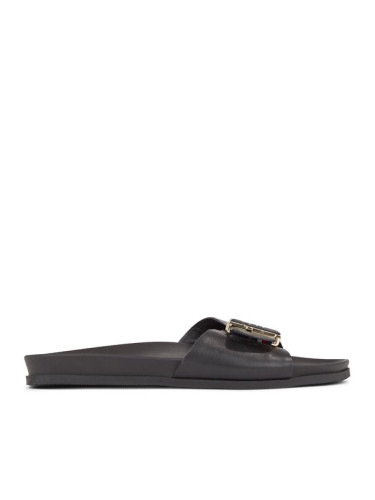 Tommy Hilfiger Чехли Th Hardware Leather Flat Sandal FW0FW07940 Черен