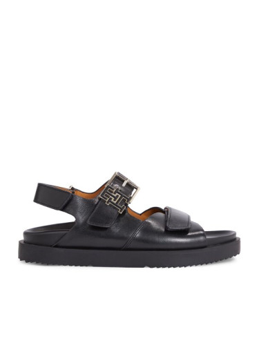 Tommy Hilfiger Сандали Th Hardware Lthr Sporty Sandal FW0FW07736 Черен