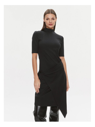 Calvin Klein Ежедневна рокля Stretch Jersey Asymmetric Dress K20K206498 Черен Slim Fit