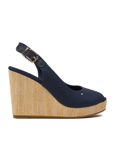 Tommy Hilfiger Сандали Iconic Elena Sling Back Wedge FW0FW04789 Тъмносин