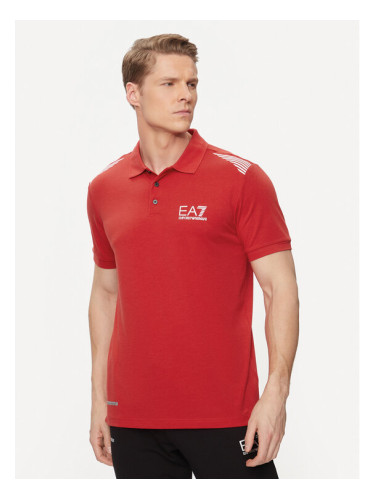 EA7 Emporio Armani Тениска с яка и копчета 3DPF51 PJULZ 1461 Червен Regular Fit