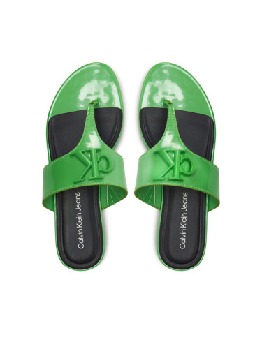 Calvin Klein Jeans Джапанки Flat Sandal Slide Toepost Mg Met YW0YW01342 Зелен