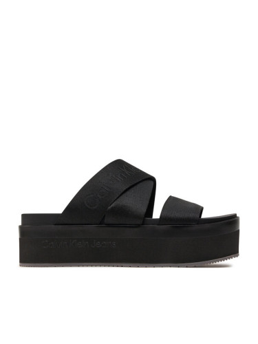 Calvin Klein Jeans Чехли Flatform Sandal Webbing In Mr YW0YW01361 Черен