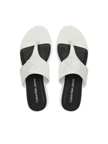 Calvin Klein Jeans Джапанки Flat Sandal Slide Toepost Mg Met YW0YW01342 Бял