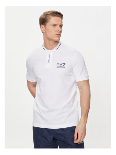 EA7 Emporio Armani Тениска с яка и копчета 3DPF18 PJ04Z 1100 Бял Regular Fit