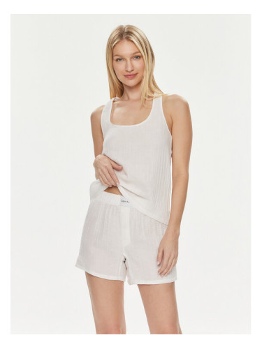 Calvin Klein Underwear Комплект платнени шорти и топ 000QS7152E Бял Relaxed Fit