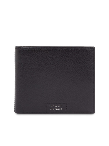 Голям мъжки портфейл Tommy Hilfiger Th Prem Leather Flap & Coin AM0AM12189 Черен