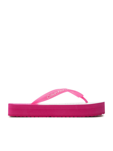 Джапанки Calvin Klein Jeans Beach Sandal Flatform Monologo YW0YW01617 Fucsia Fedora/Bright White 0J3