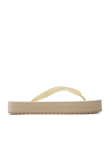 Джапанки Calvin Klein Jeans Beach Sandal Flatform Monologo YW0YW01617 Eggshell/White 01N