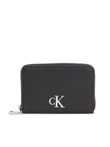 Малък дамски портфейл Calvin Klein Jeans Minimal Monogram M Zip Around T K60K611970 Черен
