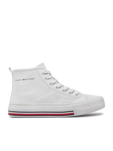 Кецове Tommy Hilfiger High Top Lace-Up Sneaker T3A9-33188-1687 S Бял