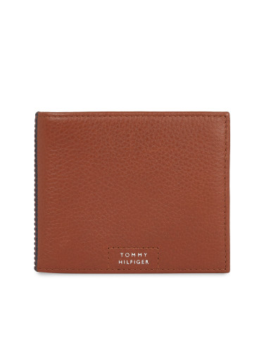 Голям мъжки портфейл Tommy Hilfiger Th Prem Leather Flap & Coin AM0AM12189 Кафяв