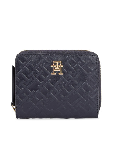 Малък дамски портфейл Tommy Hilfiger Th Refined Med Za Mono AW0AW15755 Space Blue DW6