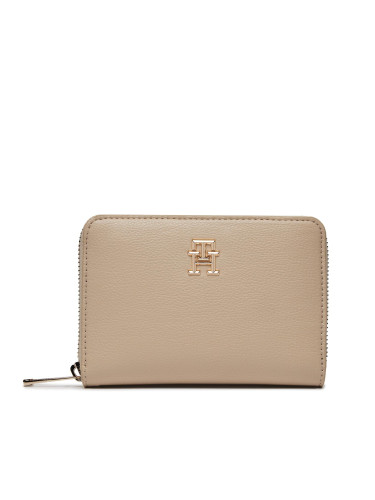 Голям дамски портфейл Tommy Hilfiger Th Central Cc And Coin White Clay AES