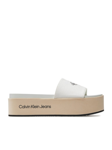 Чехли Calvin Klein Jeans Flatform Sandal Met YW0YW01036 Екрю