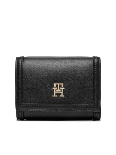 Малък дамски портфейл Tommy Hilfiger Th City Med Flap Wallet AW0AW15746 Black BDS