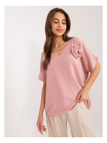Dusty pink oversize neckline blouse