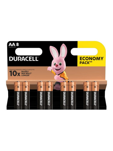 Батерии алкални Duracell LR6/MN1500(DBAALR6), АА, 1.5 V, 8 бр. в опаковка