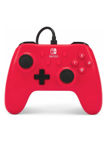 Геймпад PowerA Enhanced Raspberry Red за Nintendo Switch, жичен, USB, червен