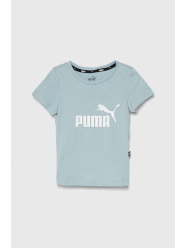 Детска памучна тениска Puma в черно
