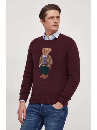 Вълнен пуловер Polo Ralph Lauren мъжки в бордо 710918804