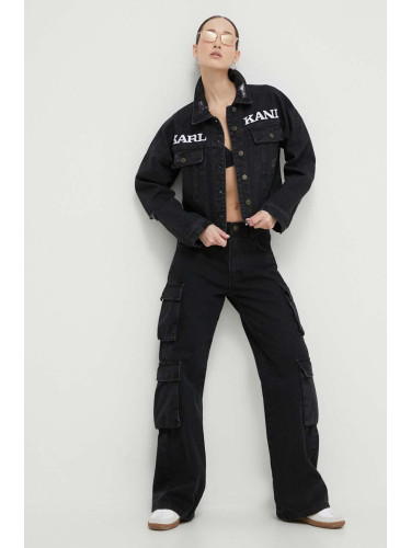 Дънково яке Karl Kani в черно преходен модел с уголемена кройка