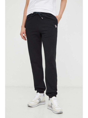 Памучен спортен панталон PS Paul Smith в черно с апликация