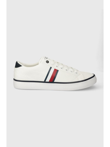 Ниски кецове Tommy Hilfiger TH HI VULC LOW STRIPES MESH в бяло FM0FM04946