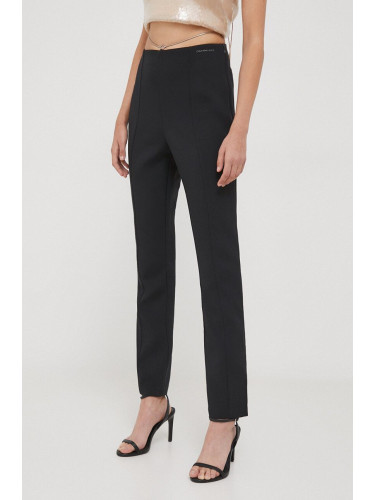 Панталон Calvin Klein Jeans в черно с кройка по тялото, висока талия J20J222608