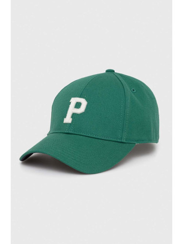 Памучна шапка с козирка Pepe Jeans NOAH JR в зелено с апликация