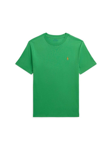 Детска памучна тениска Polo Ralph Lauren в зелено с изчистен дизайн
