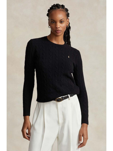 Вълнен пуловер Polo Ralph Lauren дамски в черно от лека материя 211910421