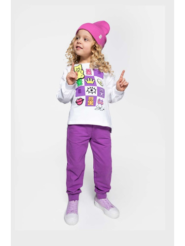 Детски спортен панталон Coccodrillo в лилаво с изчистен дизайн