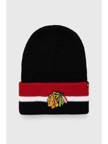 Шапка 47 brand NHL Chicago Blackhawks в черно с фина плетка