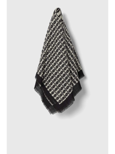 Вълнен тънък шал By Malene Birger в черно с десен