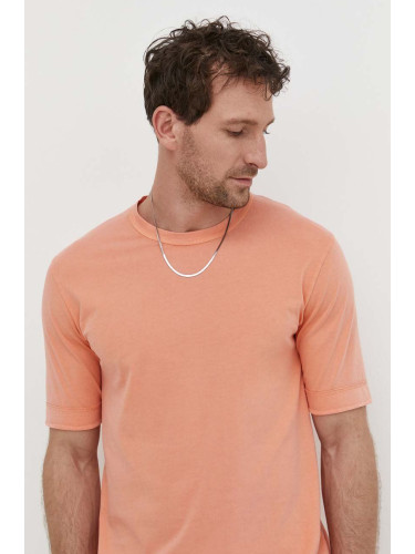 Памучна тениска Drykorn RAPHAEL в оранжево с изчистен дизайн 52004549017
